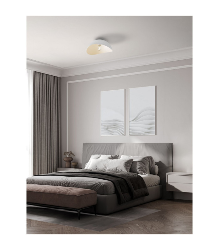 Opsi 40cm Bowl Semi Flush Ceiling Light Sandy White E27 1x12W-2