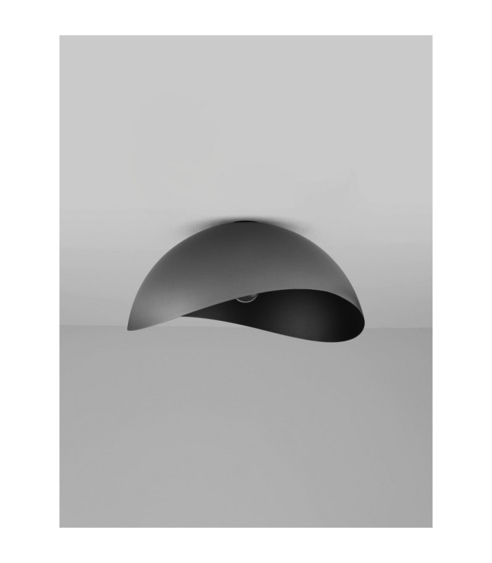 Opsi 50cm Bowl Semi Flush Ceiling Light Dark Grey Sandy Black E27 1x12W-3