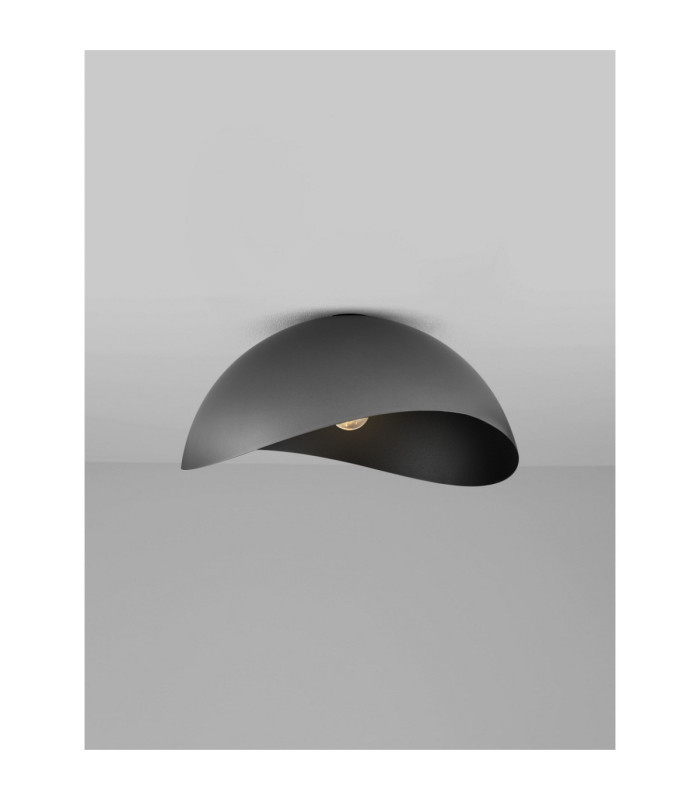 Opsi 50cm Bowl Semi Flush Ceiling Light Dark Grey Sandy Black E27 1x12W-4