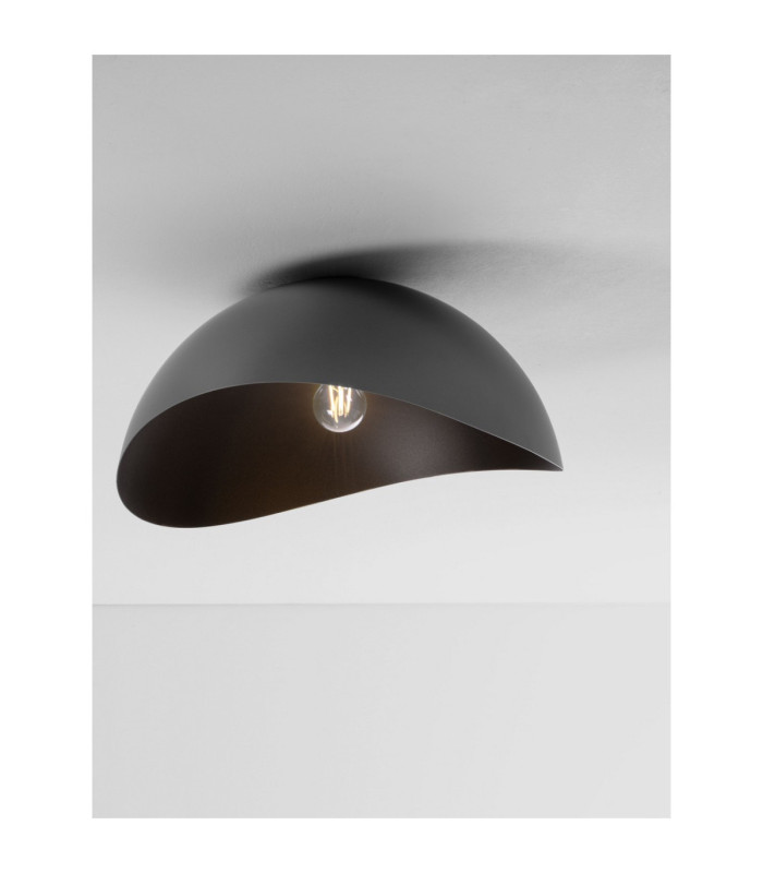 Opsi 50cm Bowl Semi Flush Ceiling Light Dark Grey Sandy Black E27 1x12W-6