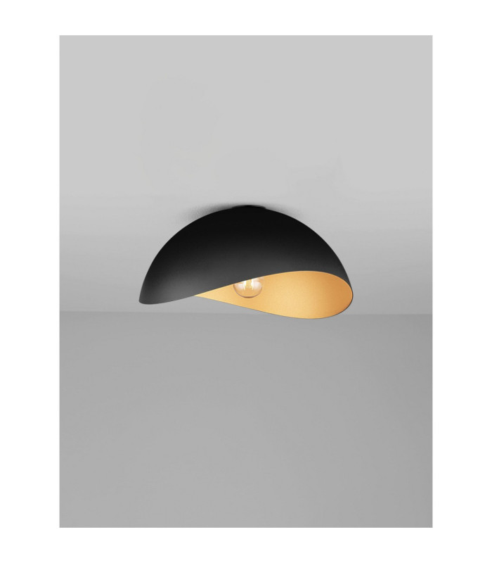 Opsi 40cm Bowl Semi Flush Ceiling Light Sandy Black Gold E27 1x12W-4
