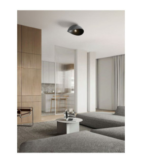 Opsi 40cm Bowl Semi Flush Ceiling Light Dark Grey Sandy Black E27 1x12W-2