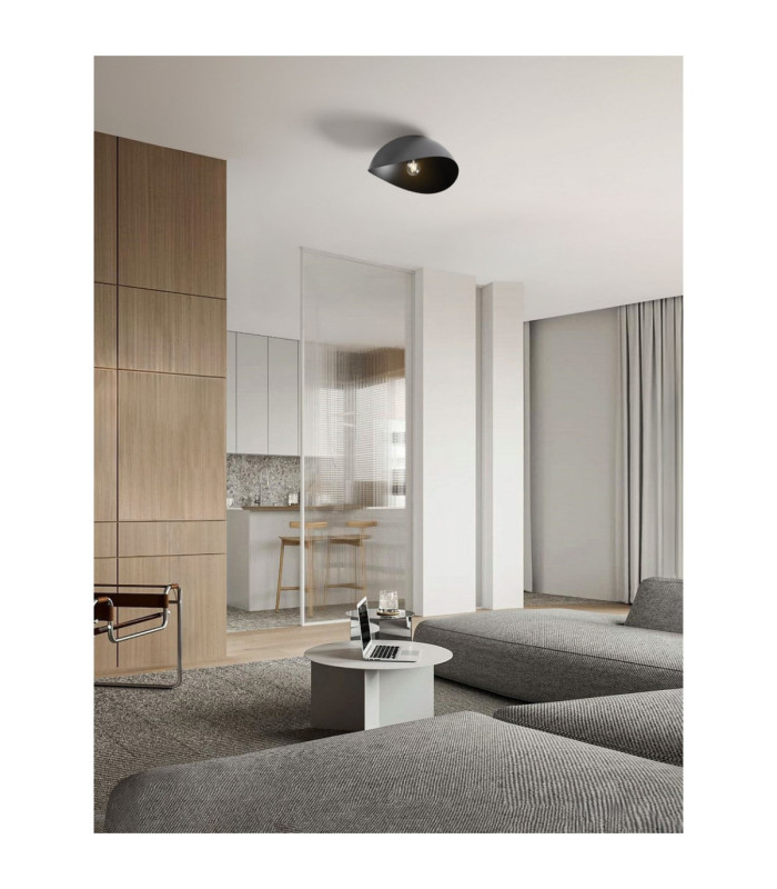 Opsi 40cm Bowl Semi Flush Ceiling Light Dark Grey Sandy Black E27 1x12W-2