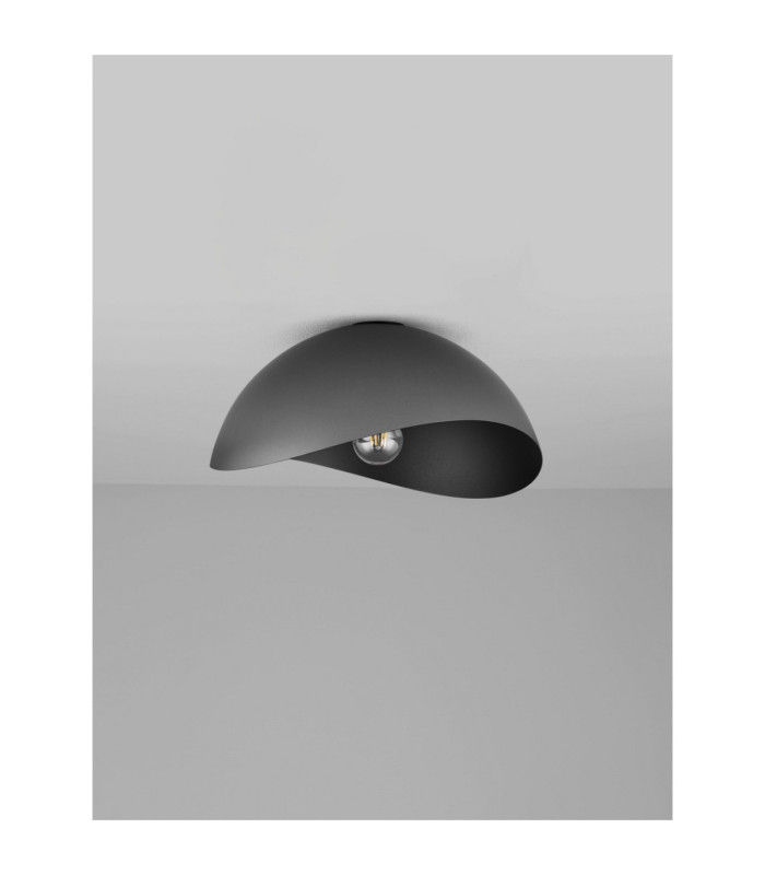 Opsi 40cm Bowl Semi Flush Ceiling Light Dark Grey Sandy Black E27 1x12W-3