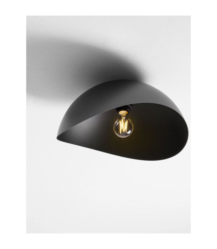 Opsi 40cm Bowl Semi Flush Ceiling Light Dark Grey Sandy Black E27 1x12W-5