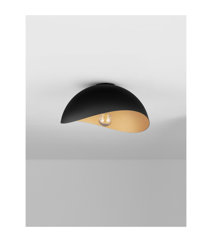 Opsi 30cm Bowl Semi Flush Ceiling Light Sandy Black Gold E27 1x12W-3