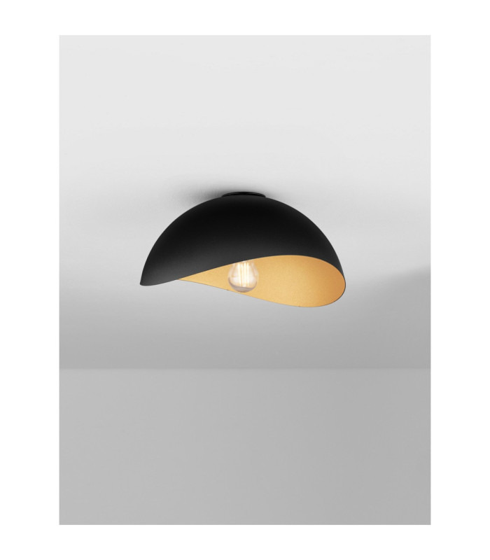 Opsi 30cm Bowl Semi Flush Ceiling Light Sandy Black Gold E27 1x12W-4