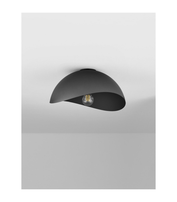 Opsi 30cm Bowl Semi Flush Ceiling Light Dark Grey Sandy Black E27 1x12W-3