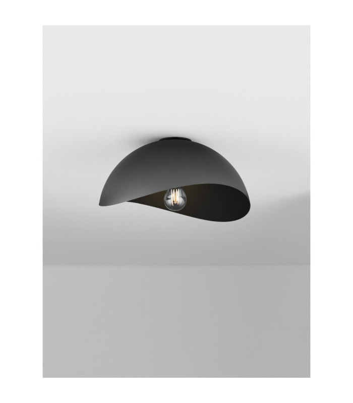 Opsi 30cm Bowl Semi Flush Ceiling Light Dark Grey Sandy Black E27 1x12W-4