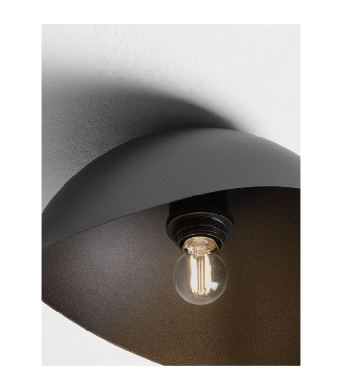 Opsi 30cm Bowl Semi Flush Ceiling Light Dark Grey Sandy Black E27 1x12W-6