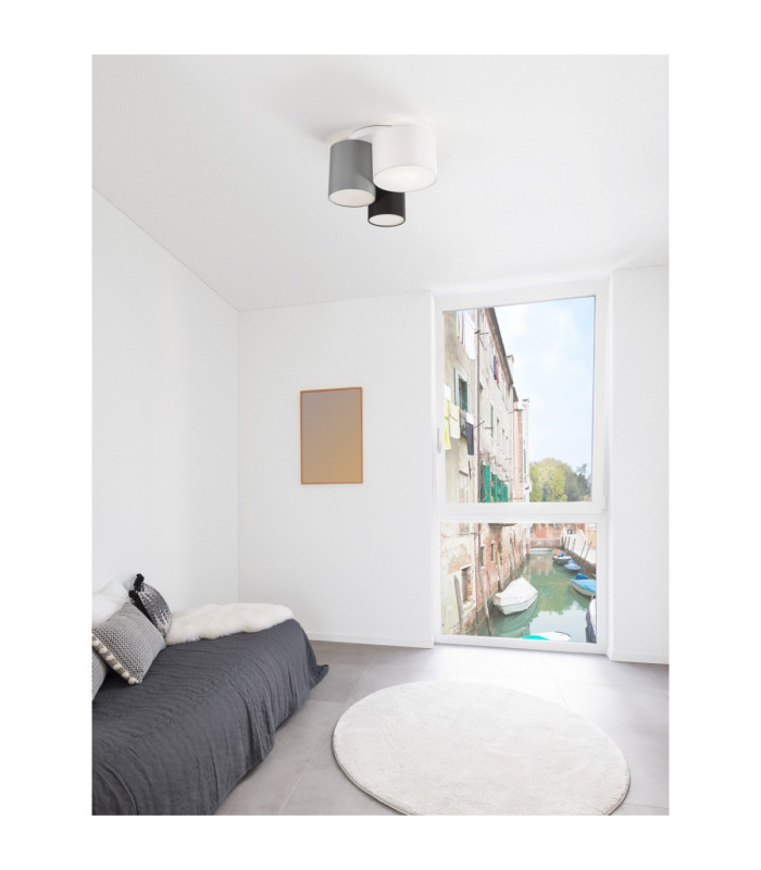 Bryson Surface Mounted Downlight Sandy White Black Grey E27 3x12W-2