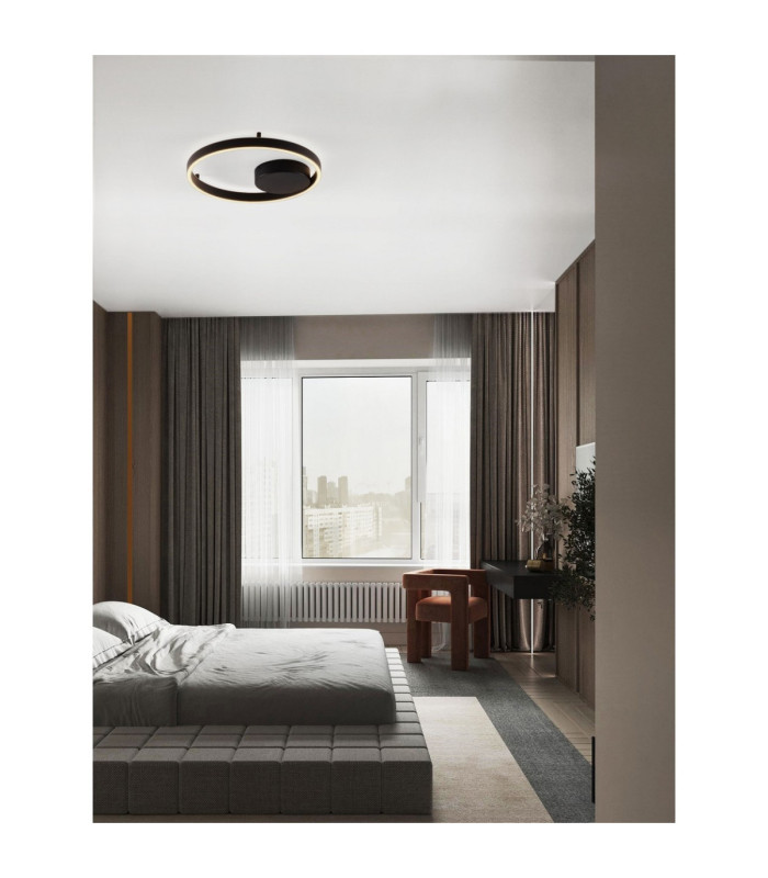 Hedra Integrated LED Semi Flush Ceiling Light Sandy Black Triac Dimmable LED 40W 3369lm 3000K-2