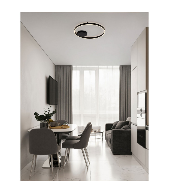Hedra Integrated LED Semi Flush Ceiling Light Sandy Black Triac Dimmable LED 60W 4999lm 3000K-2