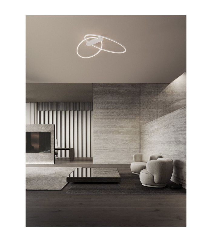 Kiklos Integrated LED Semi Flush Ceiling Light Sandy White Triac Dimmable LED 42W 1923lm 3000K-6