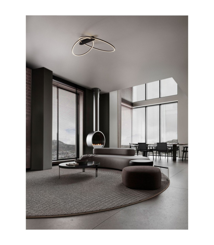 Kiklos Integrated LED Semi Flush Ceiling Light Sandy Black Triac Dimmable LED 42W 1923lm 3000K-2
