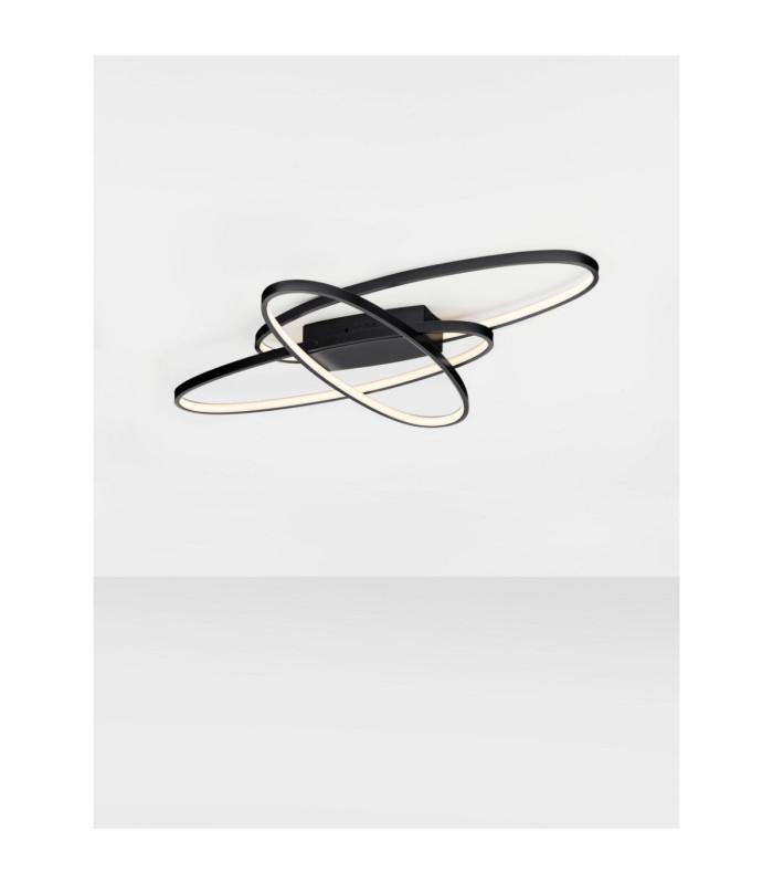 Ipon Integrated LED Semi Flush Ceiling Light Matt Black Triac Dimmable LED 47W 1763lm 3000K-4