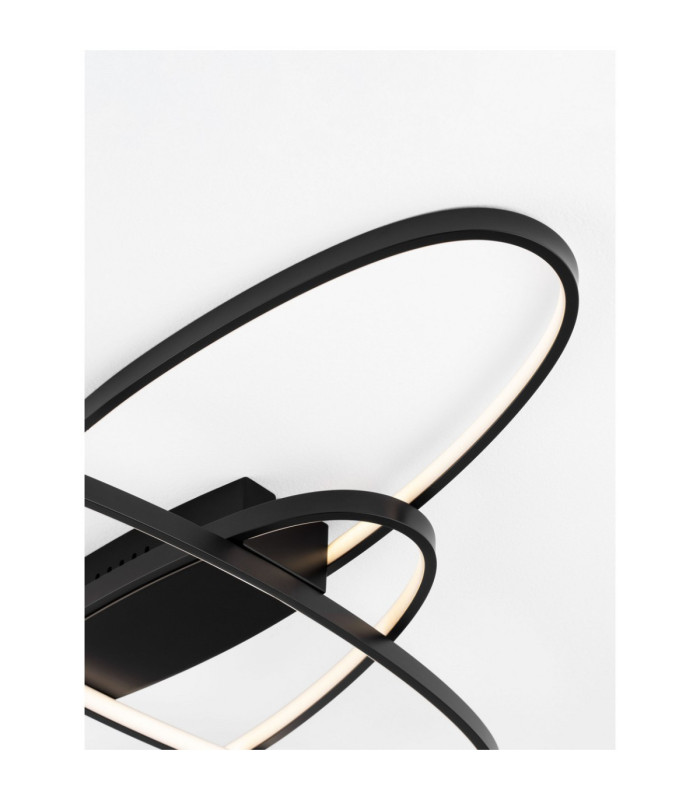 Ipon Integrated LED Semi Flush Ceiling Light Matt Black Triac Dimmable LED 47W 1763lm 3000K-5