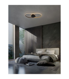 Aveo Integrated LED Semi Flush Ceiling Light Sandy Black Gold Triac Dimmable LED 43W 1720lm 3200K-2