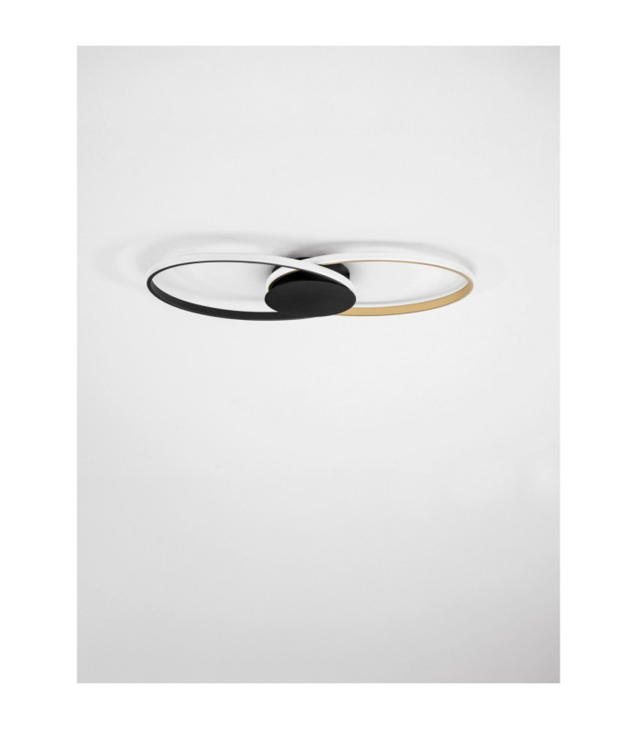 Aveo Integrated LED Semi Flush Ceiling Light Sandy Black Gold Triac Dimmable LED 43W 1720lm 3200K-3