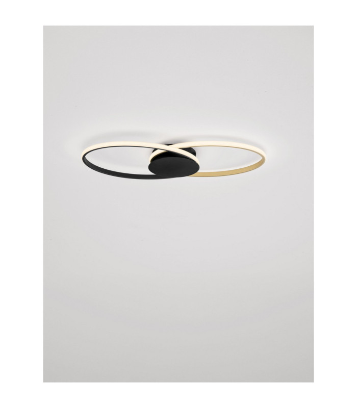 Aveo Integrated LED Semi Flush Ceiling Light Sandy Black Gold Triac Dimmable LED 43W 1720lm 3200K-4