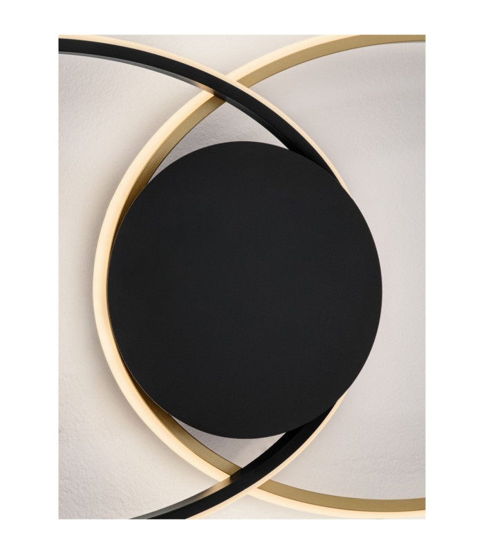 Aveo Integrated LED Semi Flush Ceiling Light Sandy Black Gold Triac Dimmable LED 43W 1720lm 3200K-5