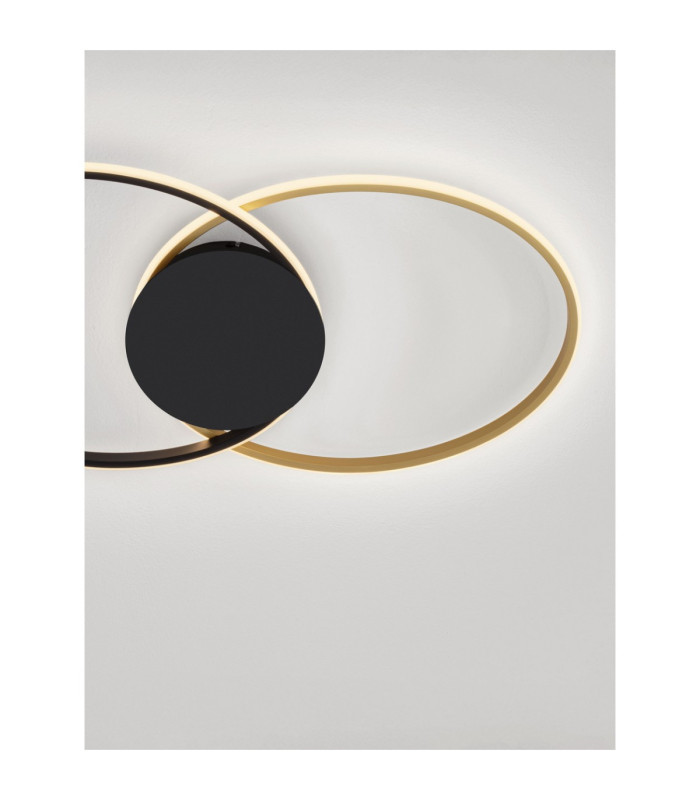 Aveo Integrated LED Semi Flush Ceiling Light Sandy Black Gold Triac Dimmable LED 43W 1720lm 3200K-6