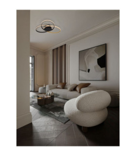 Aveo Integrated LED Semi Flush Ceiling Light Sandy Black Gold Triac Dimmable LED 48W 2380lm 3200K-2