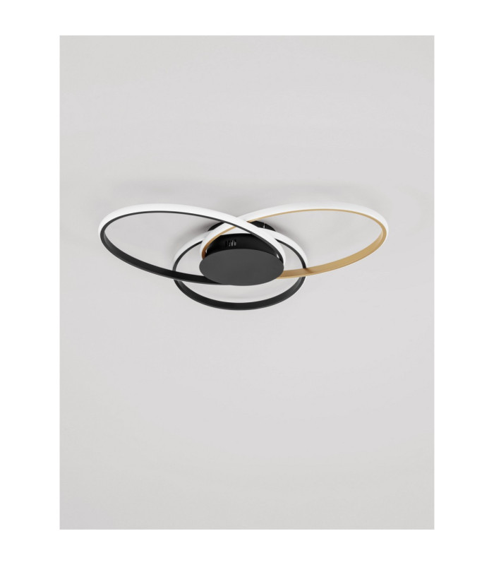 Aveo Integrated LED Semi Flush Ceiling Light Sandy Black Gold Triac Dimmable LED 48W 2380lm 3200K-3