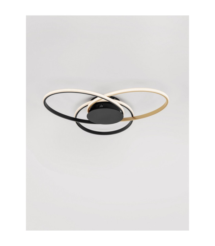 Aveo Integrated LED Semi Flush Ceiling Light Sandy Black Gold Triac Dimmable LED 48W 2380lm 3200K-4
