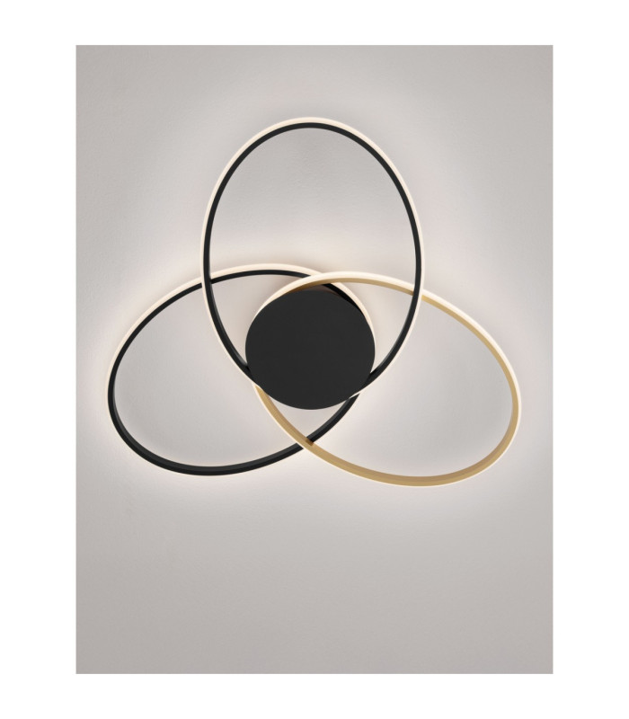 Aveo Integrated LED Semi Flush Ceiling Light Sandy Black Gold Triac Dimmable LED 48W 2380lm 3200K-5