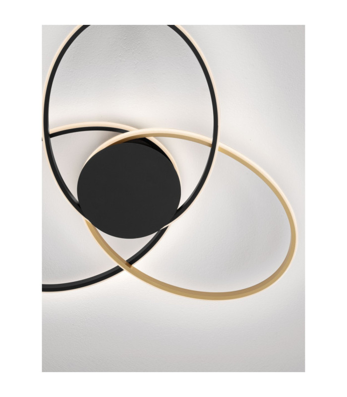 Aveo Integrated LED Semi Flush Ceiling Light Sandy Black Gold Triac Dimmable LED 48W 2380lm 3200K-6