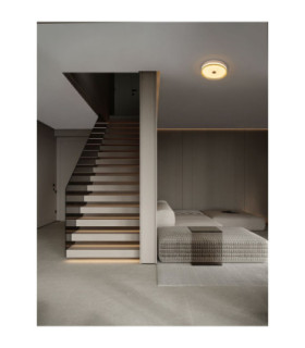 Helios Flush Ceiling Light Champagne Gold Amber CCT Remote Control-2