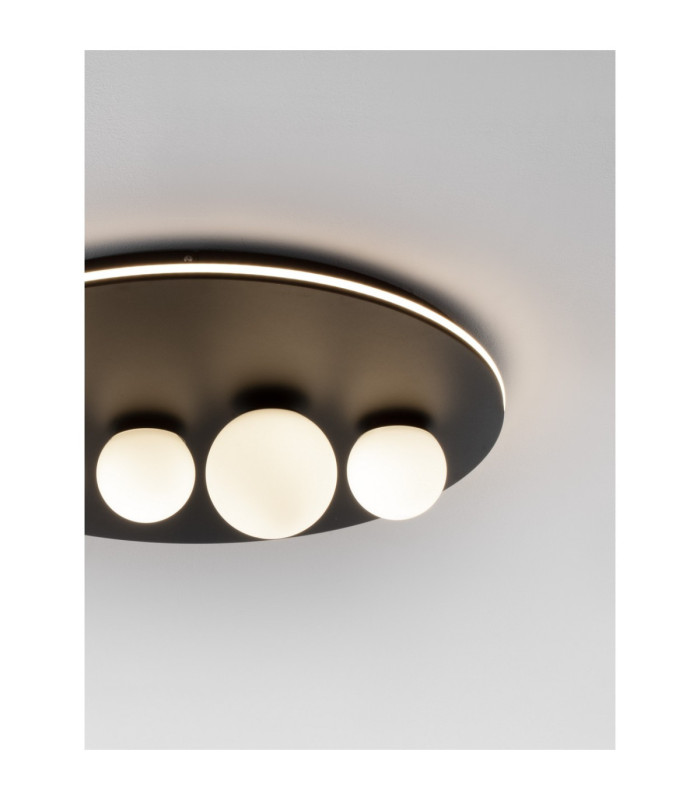 Velna Globe Ceiling Light Opal Sandy Black Triac Dimmable LED 63W 2720lm 3000K-3