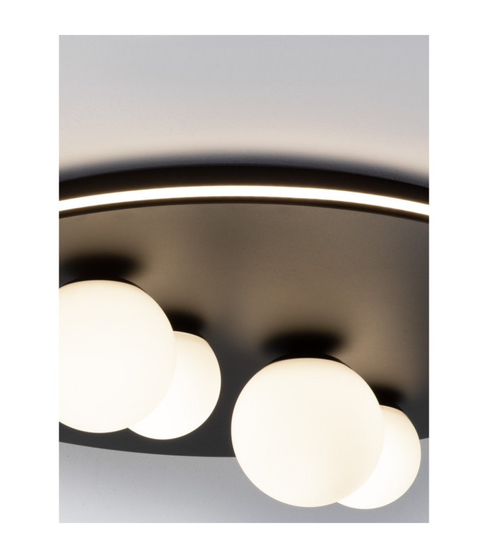 Velna Globe Ceiling Light Opal Sandy Black Triac Dimmable LED 63W 2720lm 3000K-4