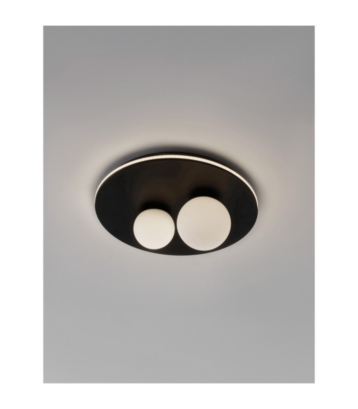 Velna Globe Ceiling Light Opal Sandy Black Triac Dimmable LED 40W 1600lm 3000K-3