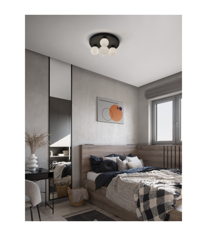Edem Globe Ceiling Light Opal Sandy Black LED G9 4x5W-2