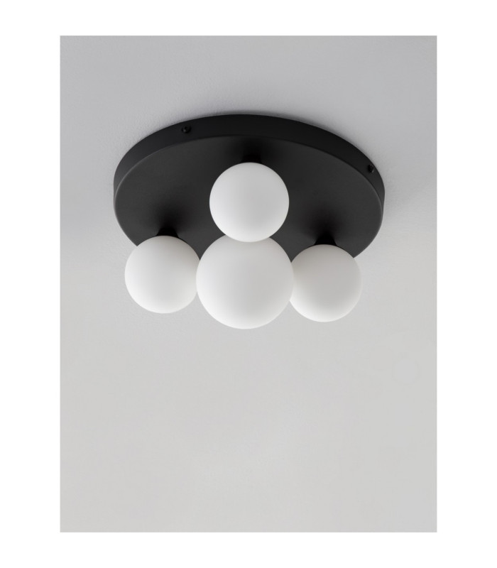 Edem Globe Ceiling Light Opal Sandy Black LED G9 4x5W-3