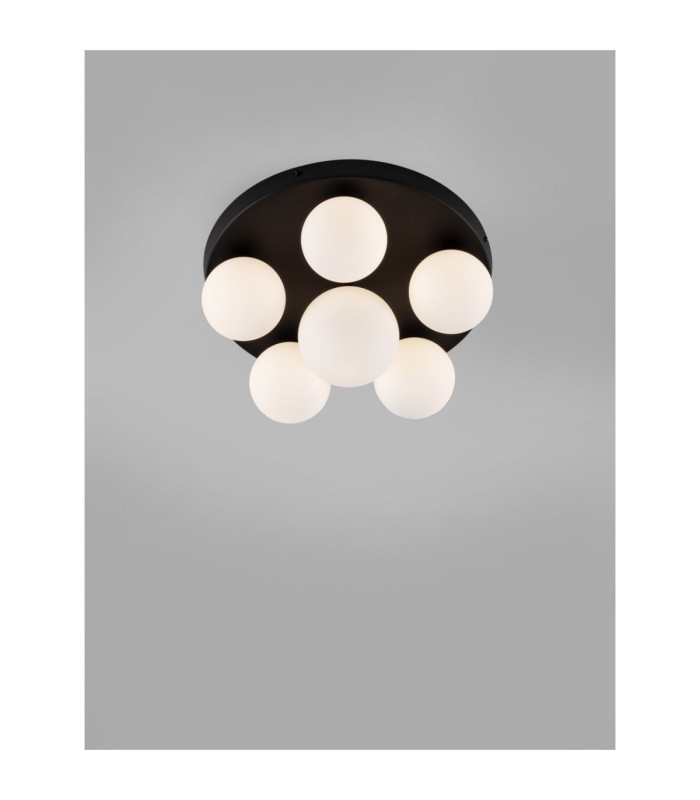 Edem Globe Ceiling Light Opal Sandy Black LED G9 6x5W-2