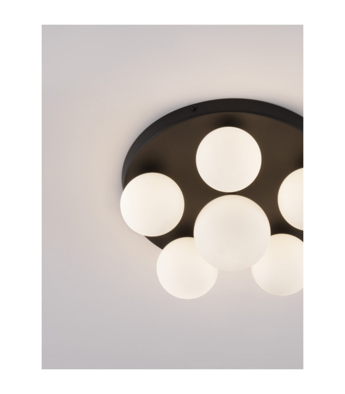 Edem Globe Ceiling Light Opal Sandy Black LED G9 6x5W-4