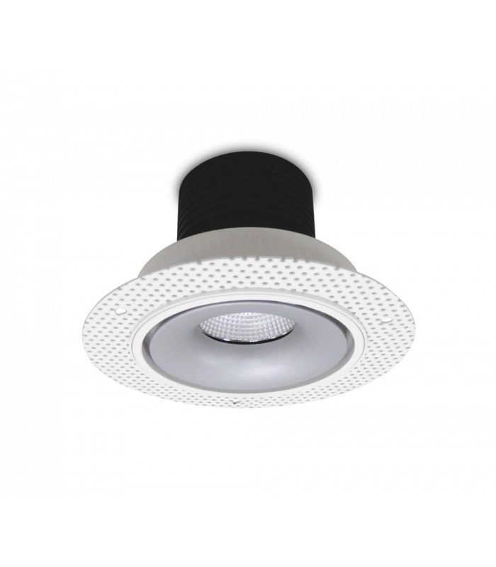 LED Recessed Round Downlight, White/Silver, 40 deg. Beam Angle, 760lm, 3000K, IP20, DRIVER NOT INC. - 2