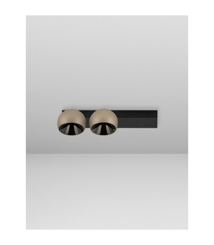 Lusa Twin Ceiling Spotlight Champagne Gold Black Triac Dimmable LED 21W 1540lm 3000K-3
