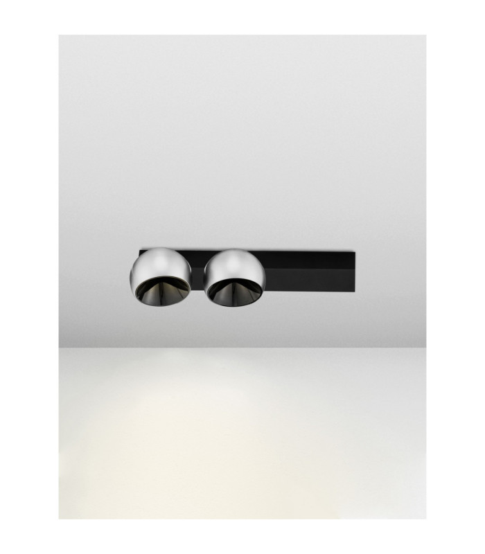 Lusa Twin Ceiling Spotlight Foggy Nickel Black Triac Dimmable LED 21W 1540lm 3000K-4