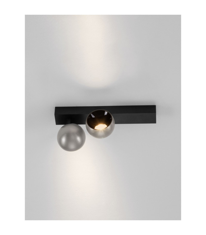 Lusa Twin Ceiling Spotlight Foggy Nickel Black Triac Dimmable LED 21W 1540lm 3000K-5