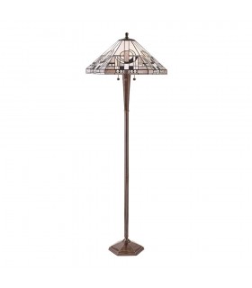 3 Light Floor Lamp Tiffany Glass, Deep Antique Patina, E27 - 1