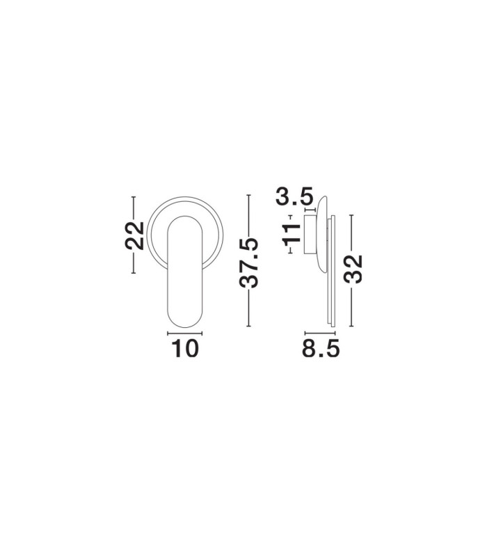 Mavis Integrated LED Wall Lamp Natural Black LED 10W 881lm 3000K-7