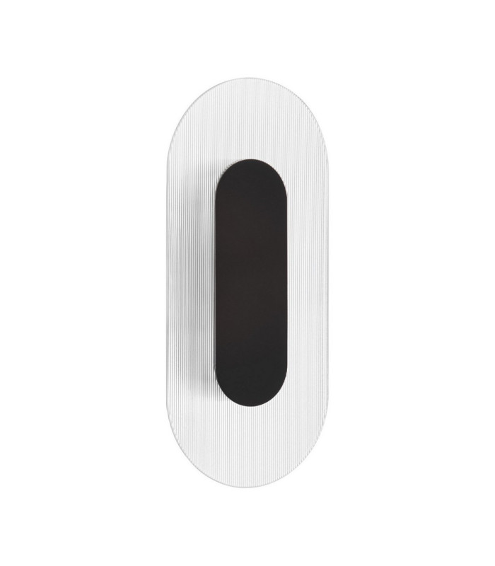 Vetrio Oval Integrated LED Wall Lamp Matt Black Clear LED 6W 203lm 3000K-1