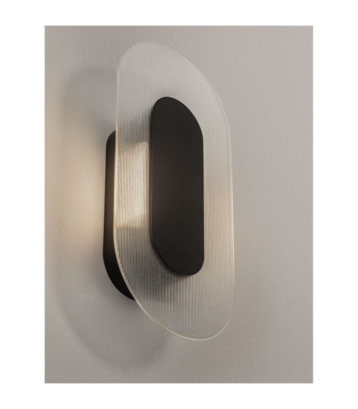 Vetrio Oval Integrated LED Wall Lamp Matt Black Clear LED 6W 203lm 3000K-5