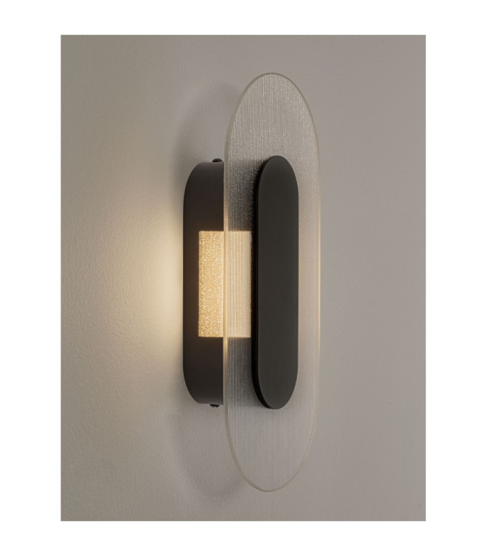 Vetrio Oval Integrated LED Wall Lamp Matt Black Clear LED 6W 203lm 3000K-6
