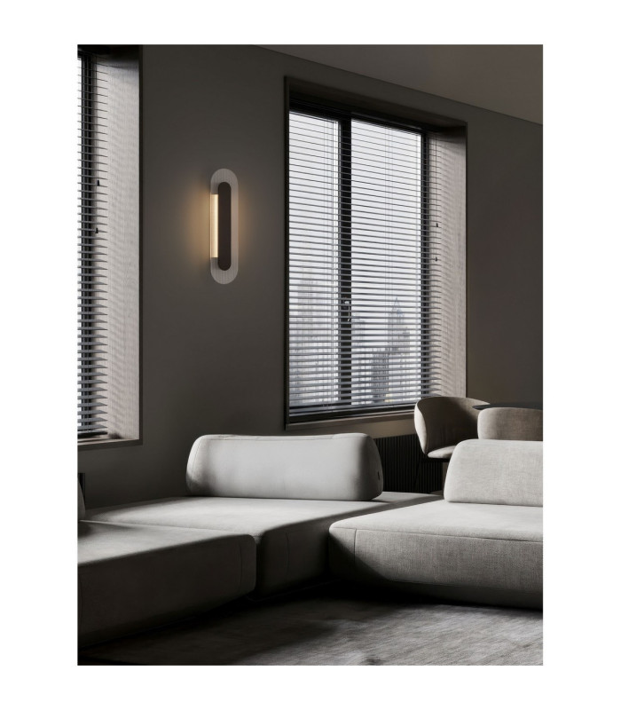 Vetrio Integrated LED Wall Lamp Matt Black Clear LED 12W 555lm 3000K-2