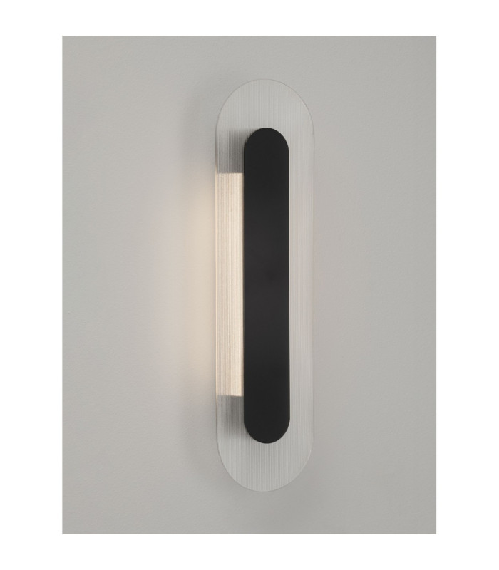Vetrio Integrated LED Wall Lamp Matt Black Clear LED 12W 555lm 3000K-4